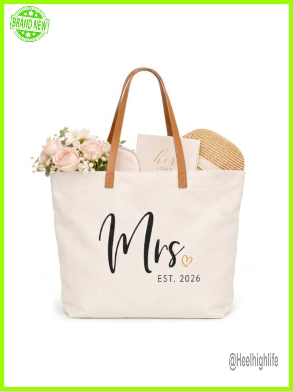 Large Canvas Tote Bag with Zipper - Bridal Shower Gifts for Bride